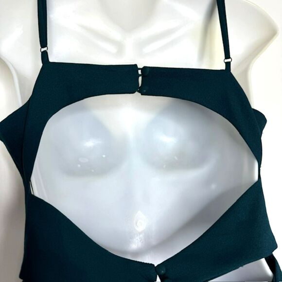 LULUS DARK TEAL GREEN OPEN BACK WIDE LEG JUMPSUIT SIZE MEDIUM NWT - Picture 12 of 15